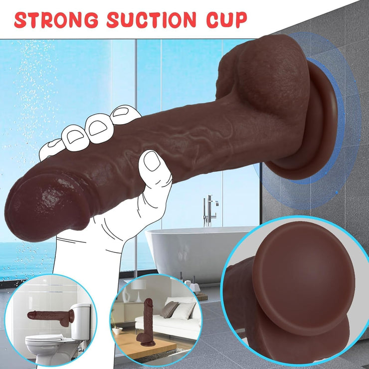 Sex Toys Dildo Realistic Silicone Dildo, Adult Toys for Women and Couple 7.8 Inch (Brown)