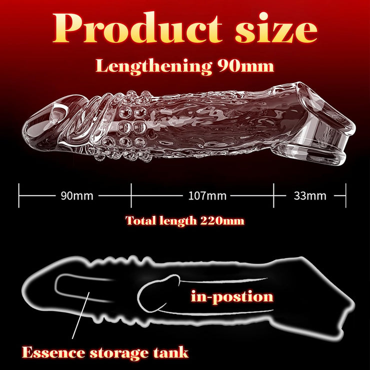 Penis Sleeve with Cock Ring, Penis Extender and Penis Enlarger for Men