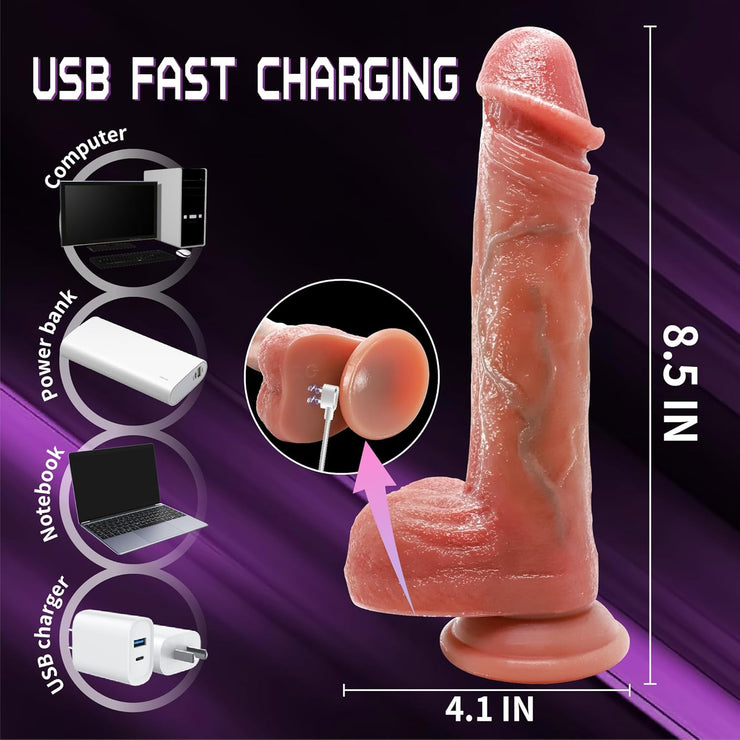 Silicone Thrusting & Vibrating dildos 3 Vibration Settings for Intimate Pleasure & Stimulation