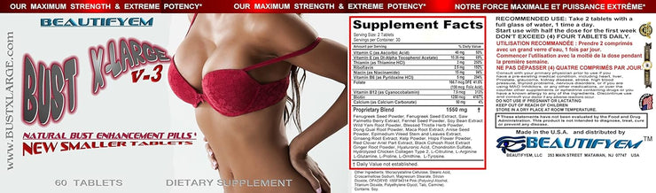 X-Large Breast Enlargement, Breast Enhancer, Bust Enhancement Pills