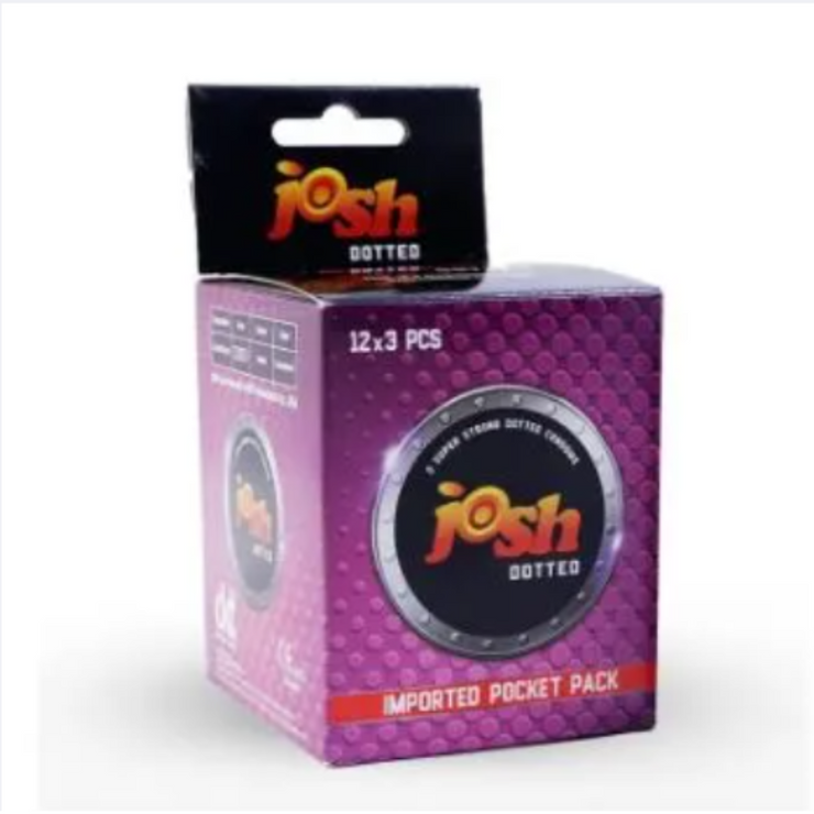 Josh Dotted Condom pack of 12x3 Dispenser 100% original